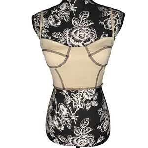 Princess Polly Beige Corset Crop Top Contrast Stitch Bustier Y2K Sz 2 Rave Party